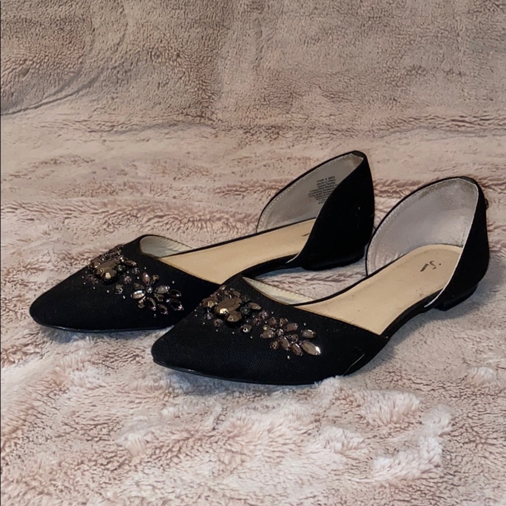 Black Flats with Sparkly Detail